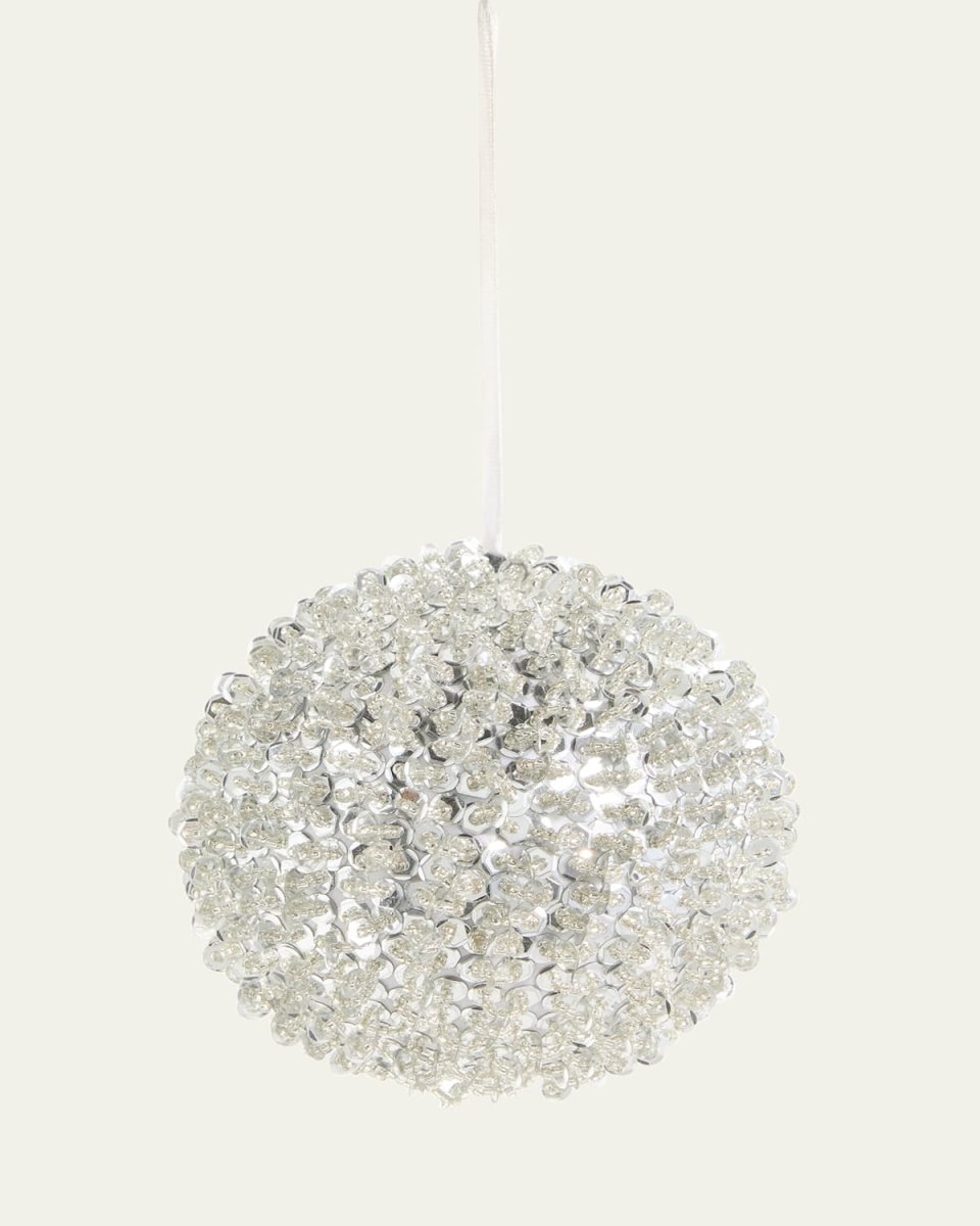Sequin and Bead Silver Ball Ornament